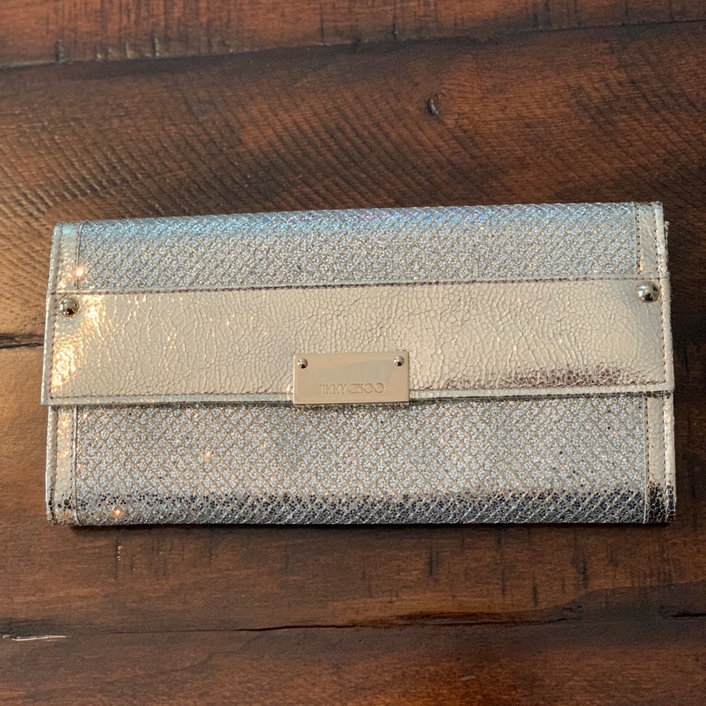 Jimmy Choo Champagne Glitter “Reese” Clutch